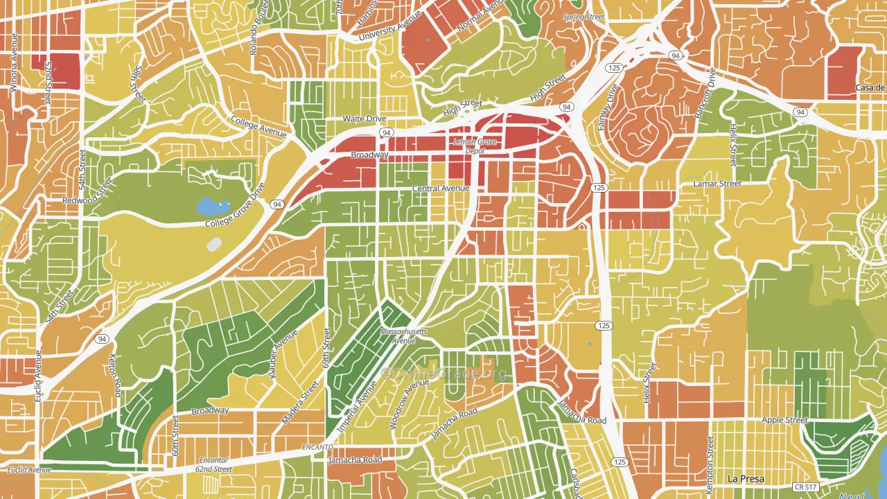 Lemon Grove, CA Map of Vandalism Rates