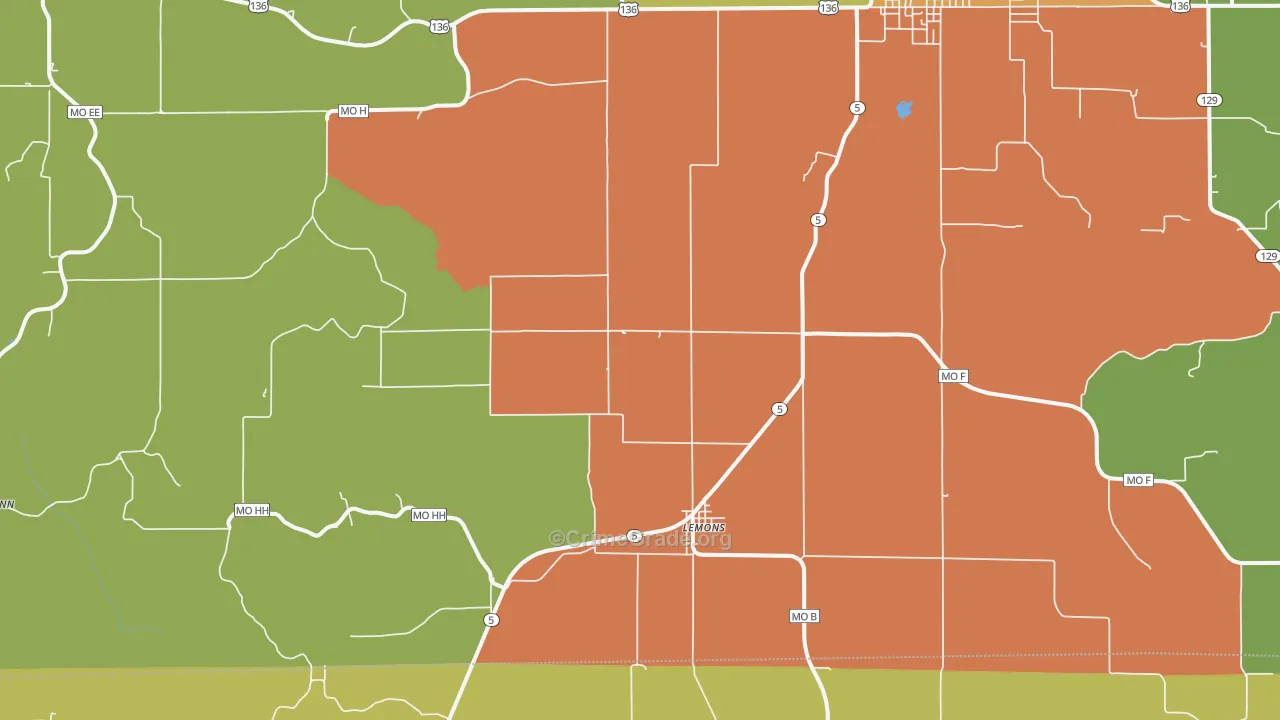 Lemons, MO Map of Vandalism Rates