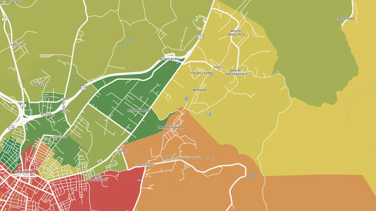 Lemont Furnace, PA Map of Vandalism Rates