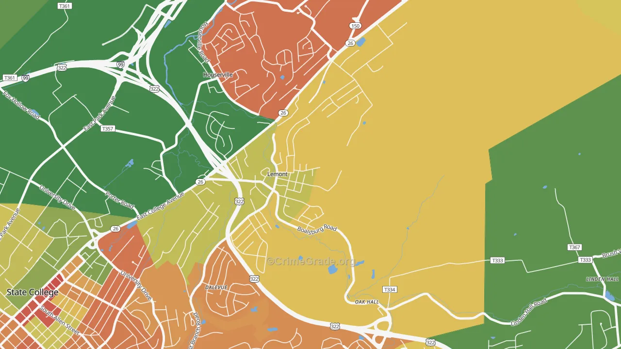 Lemont, PA Map of Vandalism Rates