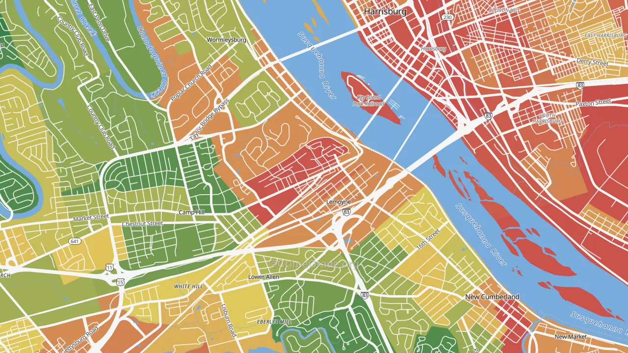 Lemoyne, PA Map of Vandalism Rates