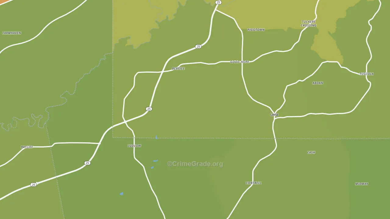 Lena, MS Map of Vandalism Rates
