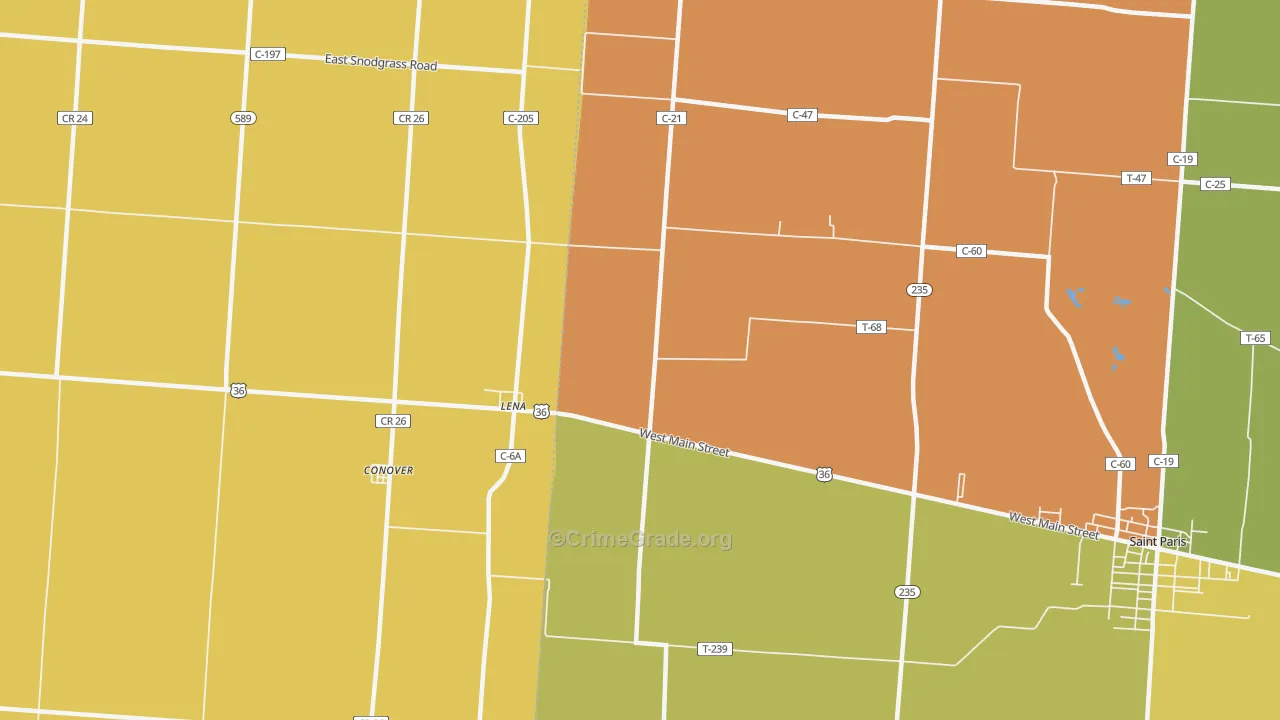 Lena, OH Map of Vandalism Rates