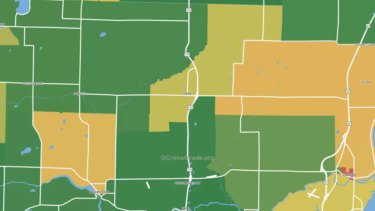 Lena, WI Map of Vandalism Rates