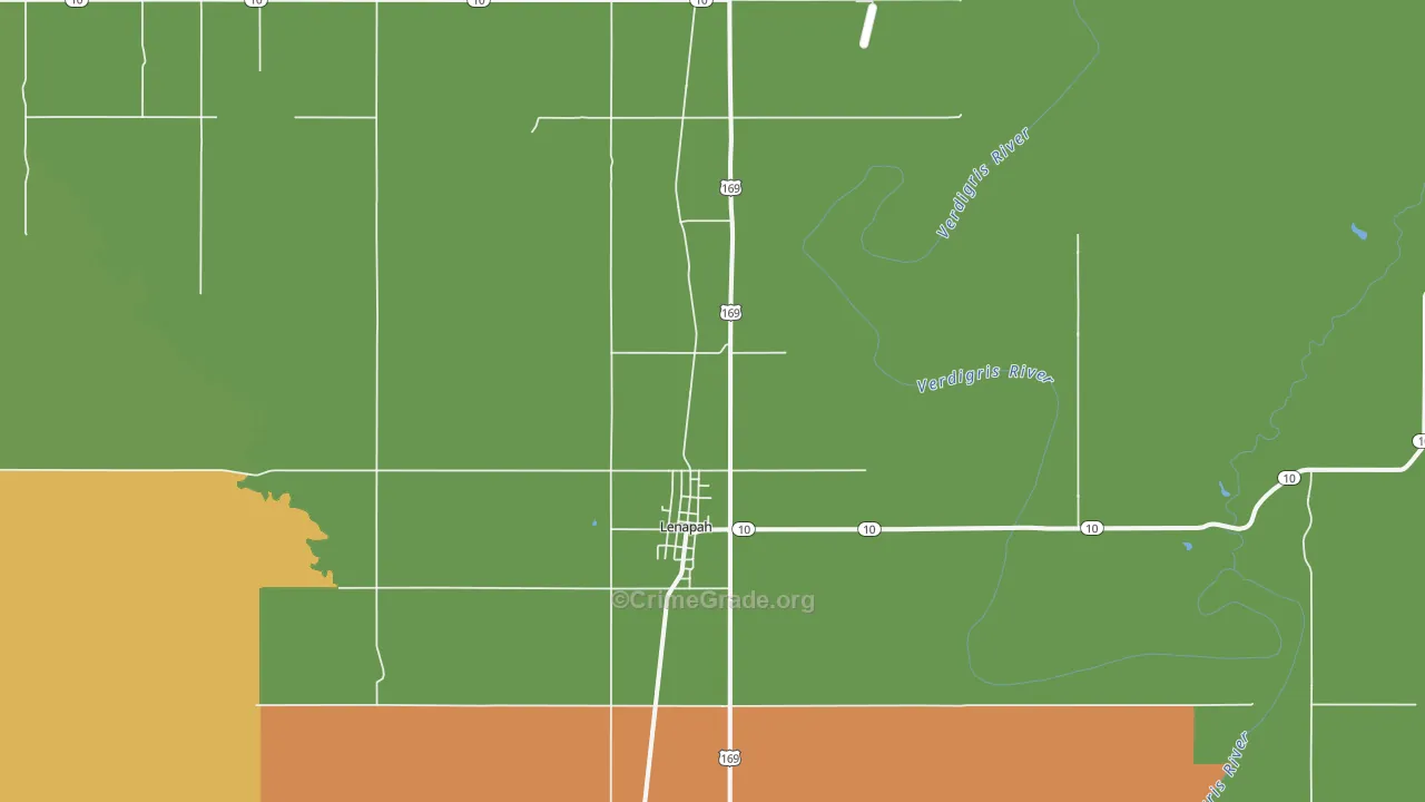 Lenapah, OK Map of Vandalism Rates