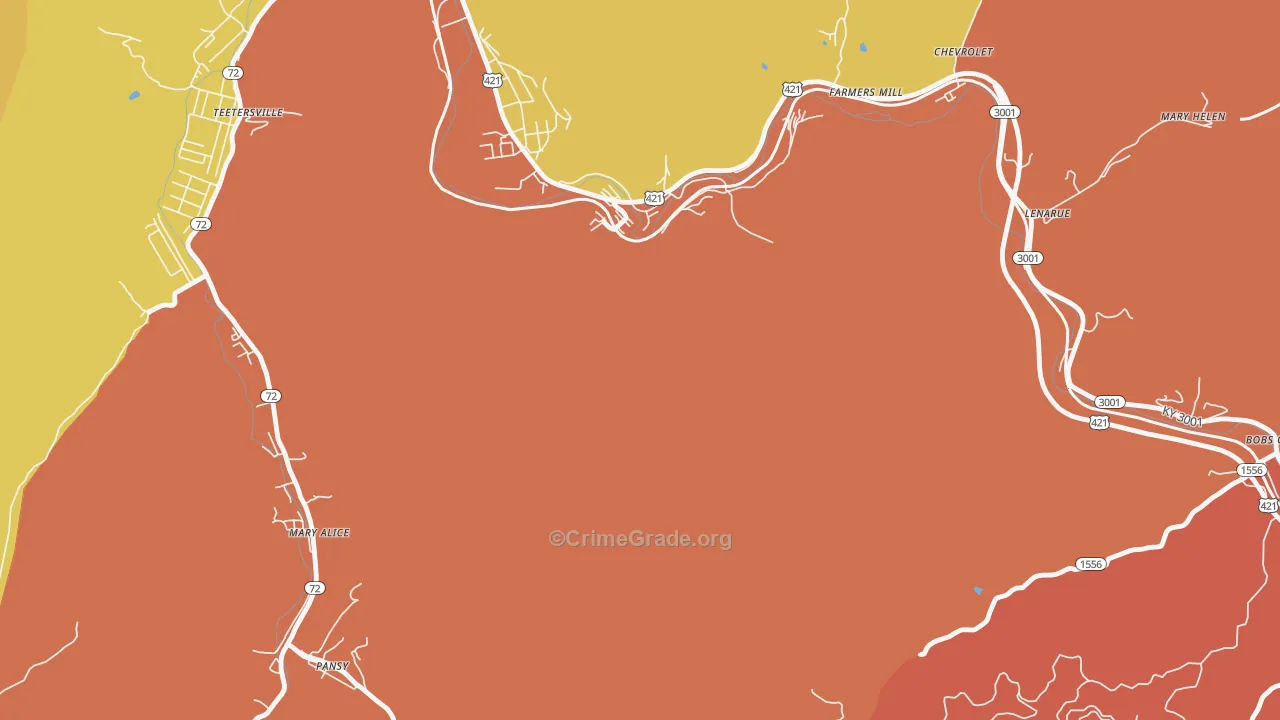 Lenarue, KY Map of Vandalism Rates