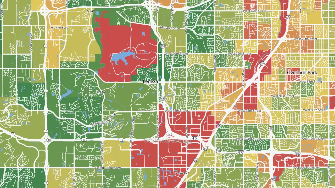 Lenexa, KS Map of Vandalism Rates