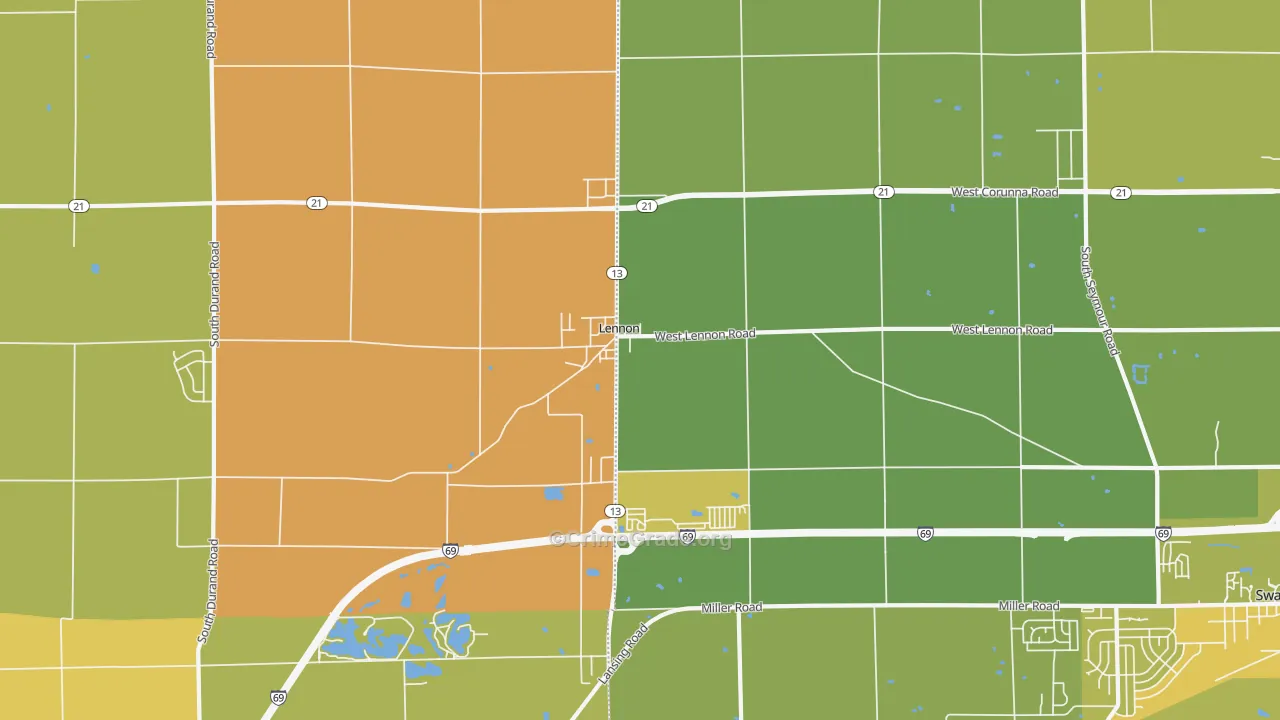 Lennon, MI Map of Vandalism Rates