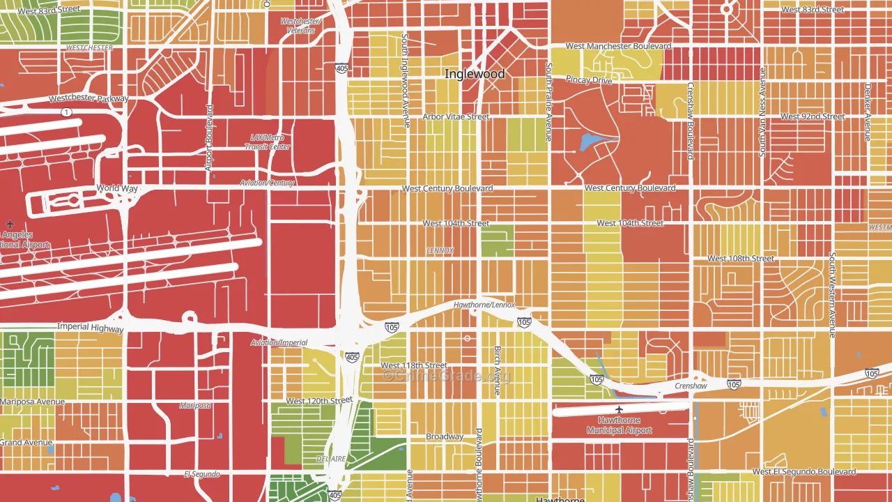Lennox, CA Map of Vandalism Rates