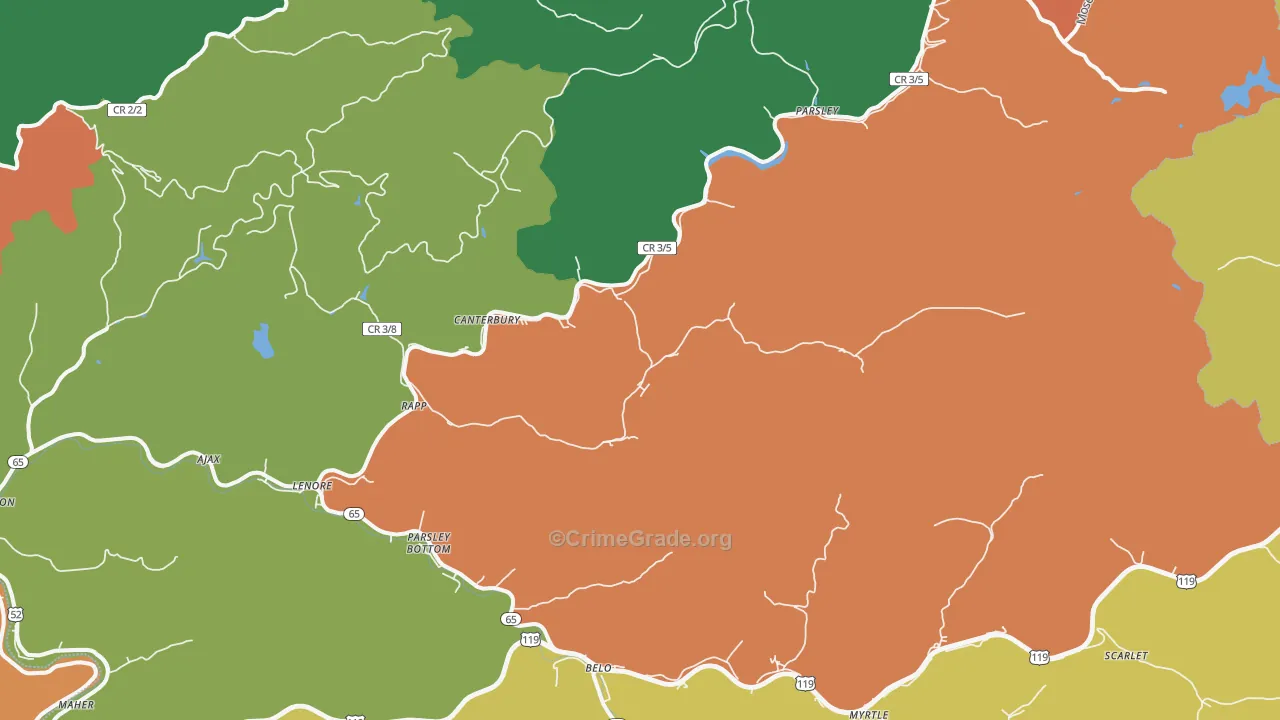 Lenore, WV Map of Vandalism Rates