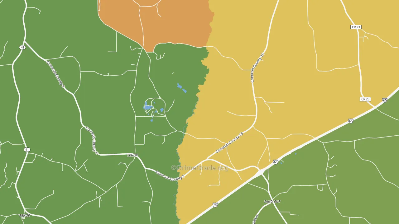 Lenox, AL Map of Vandalism Rates