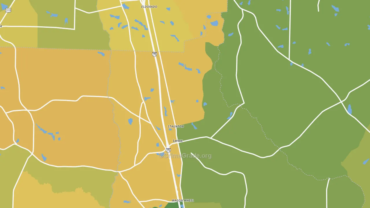 Lenox, GA Map of Vandalism Rates