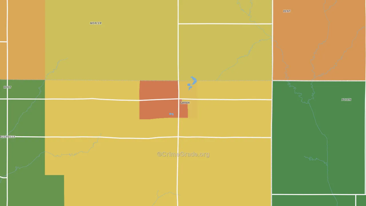 Lenox, IA Map of Vandalism Rates