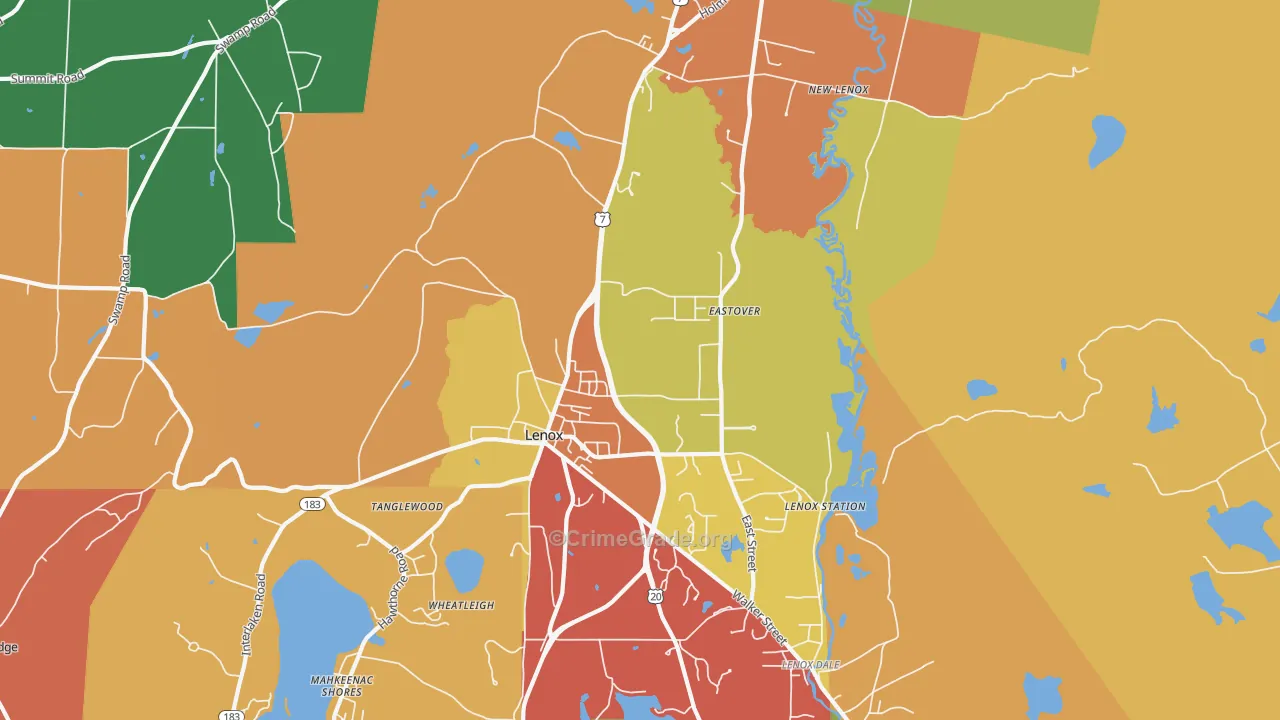Lenox, MA Map of Vandalism Rates