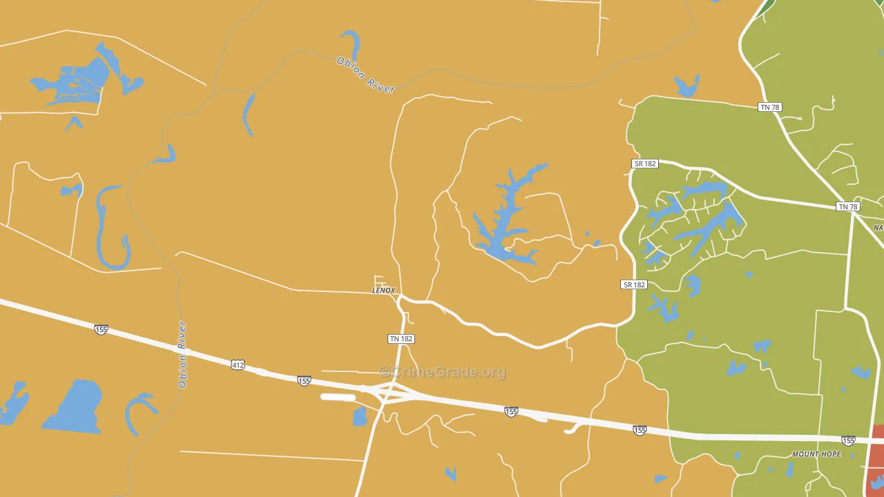 Lenox, TN Map of Vandalism Rates