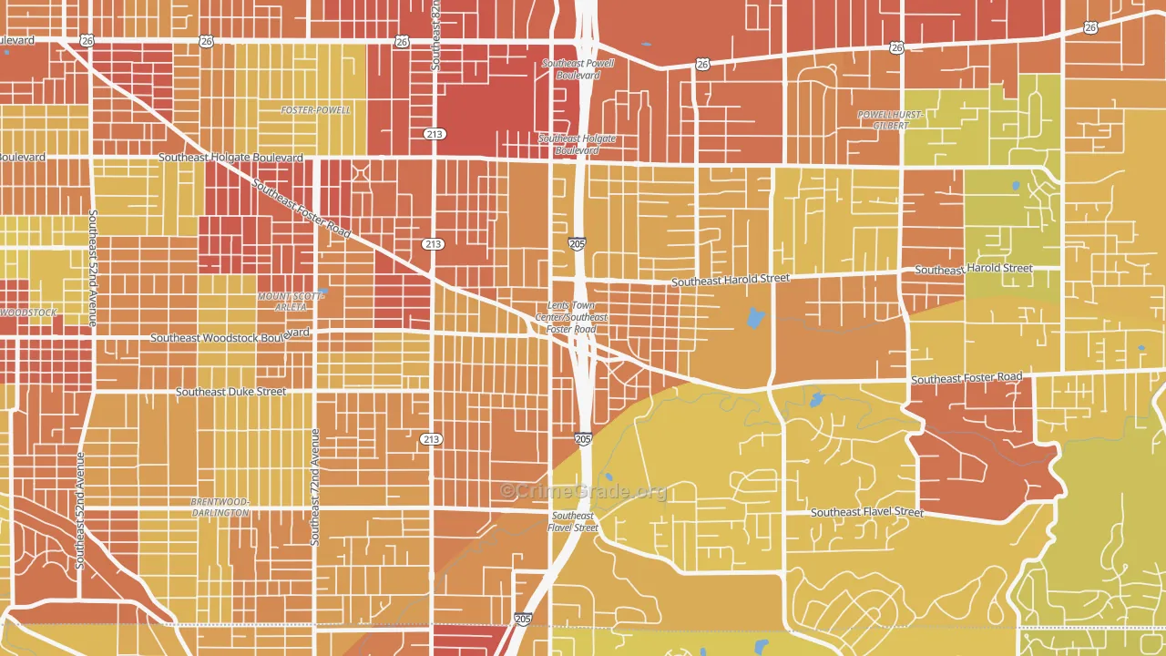 Lents, Portland, OR Map of Vandalism Rates