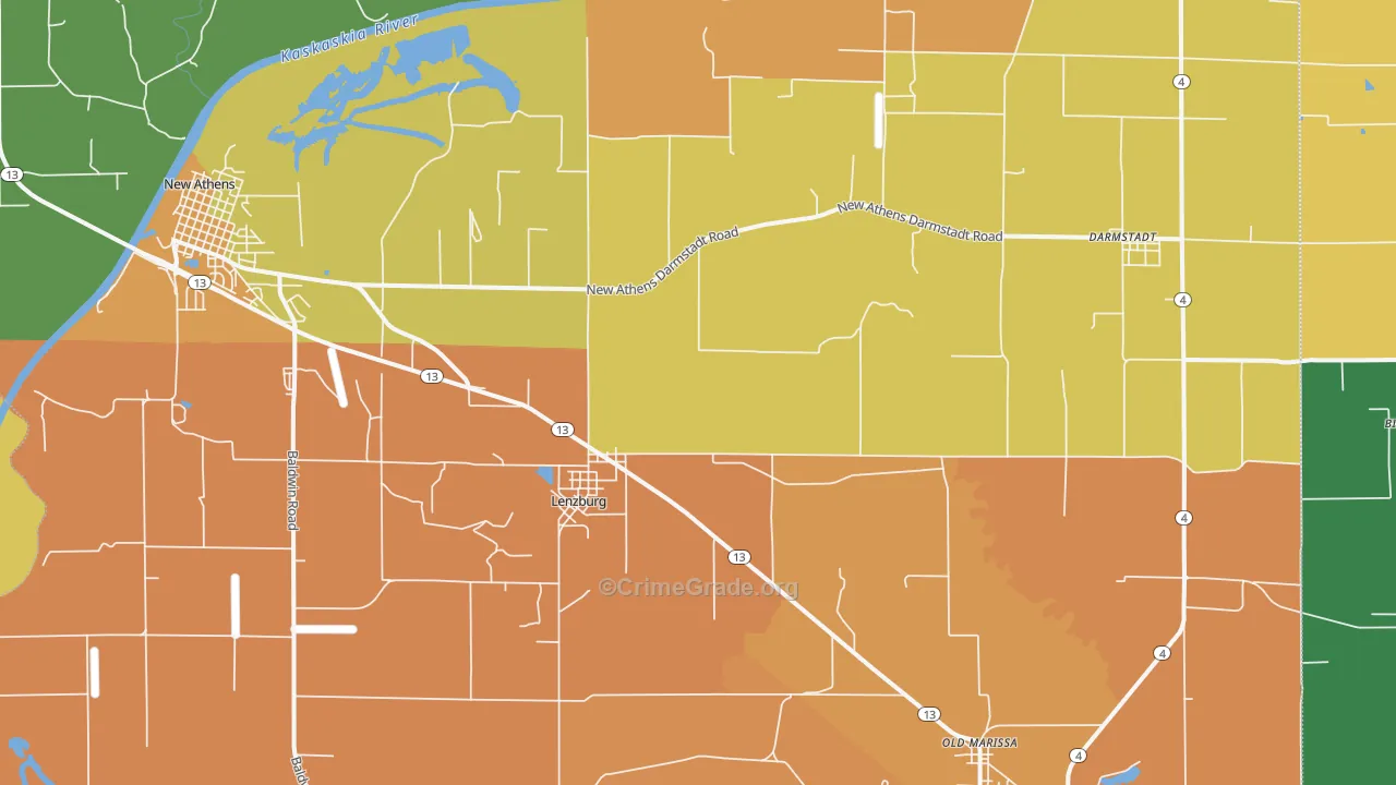 Lenzburg, IL Map of Vandalism Rates