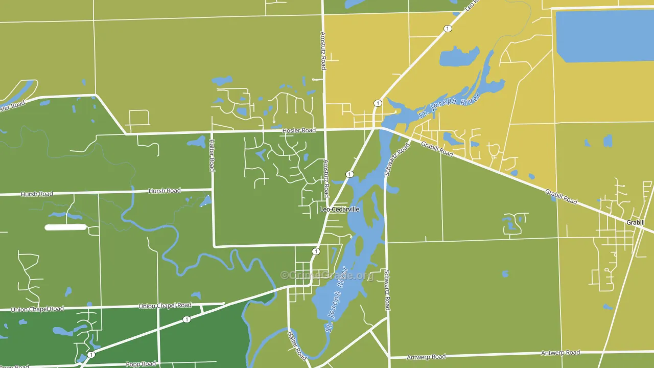 Leo-Cedarville, IN Map of Vandalism Rates