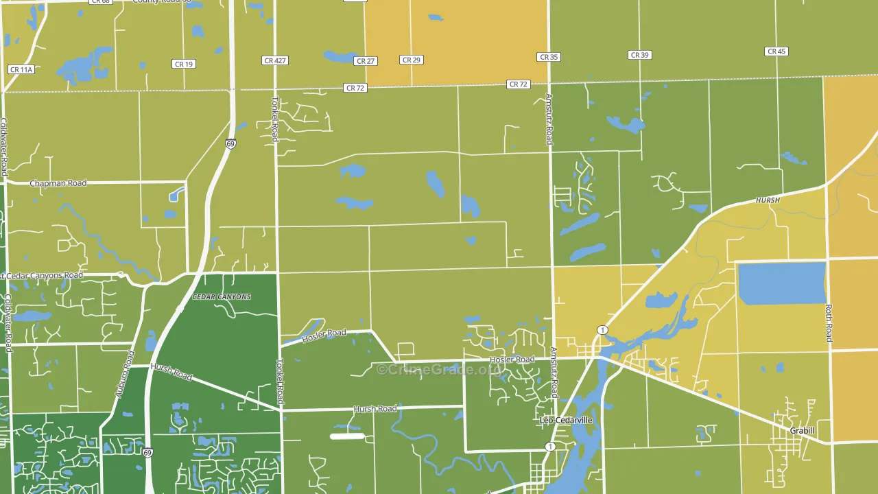 Leo, IN Map of Vandalism Rates