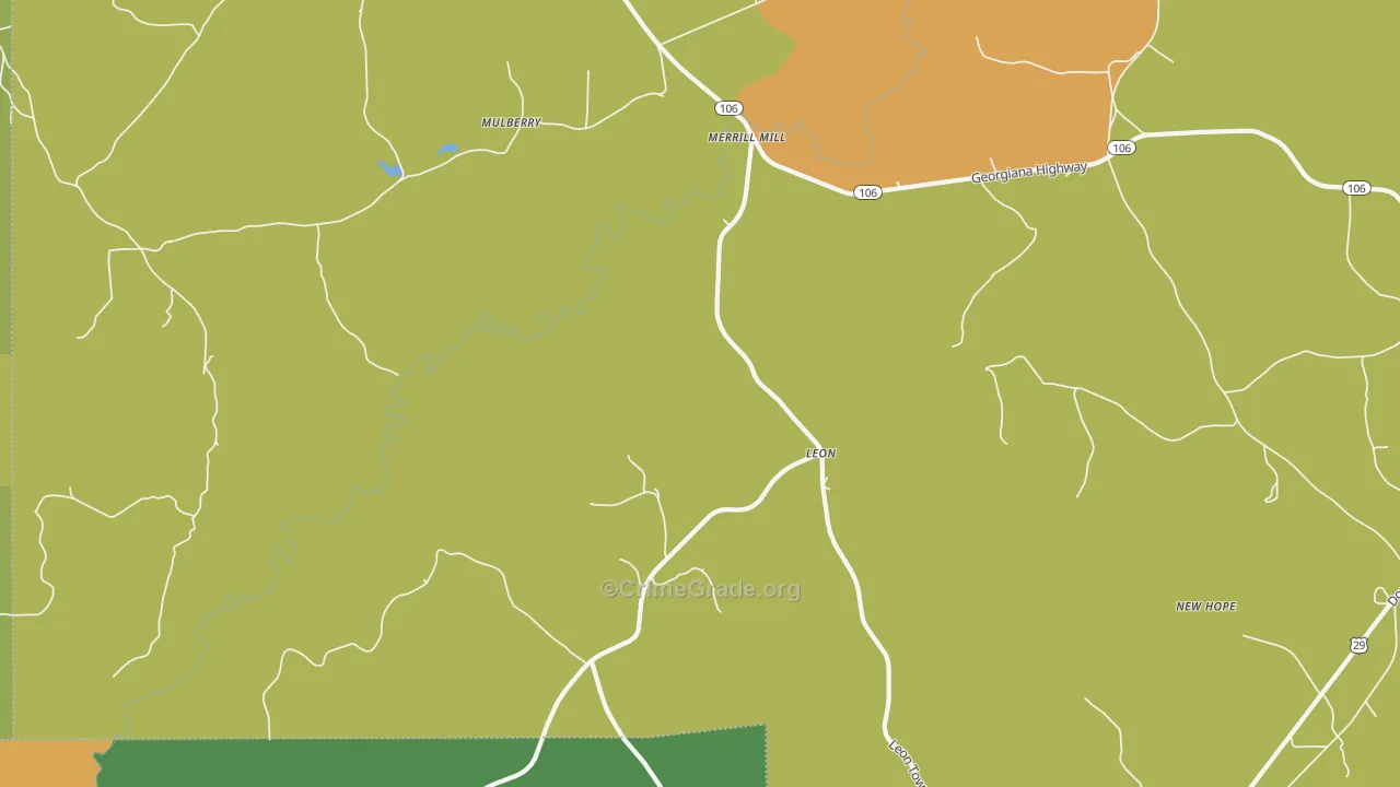 Leon, AL Map of Vandalism Rates