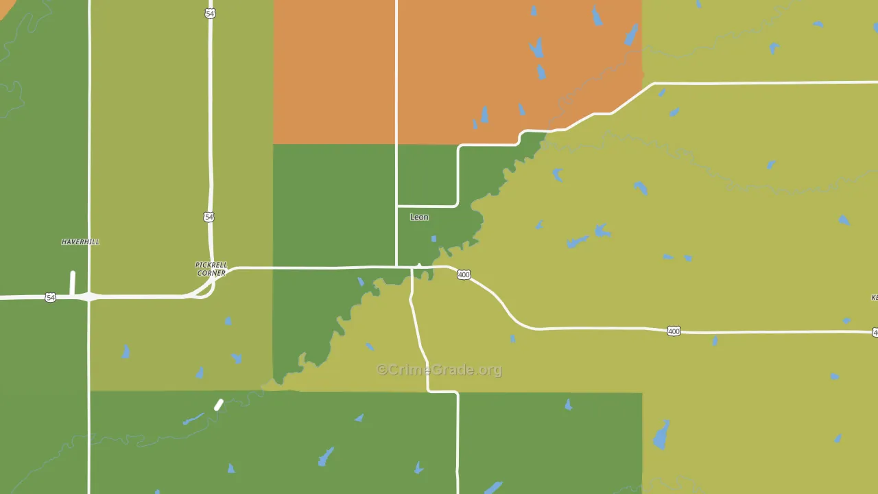 Leon, KS Map of Vandalism Rates