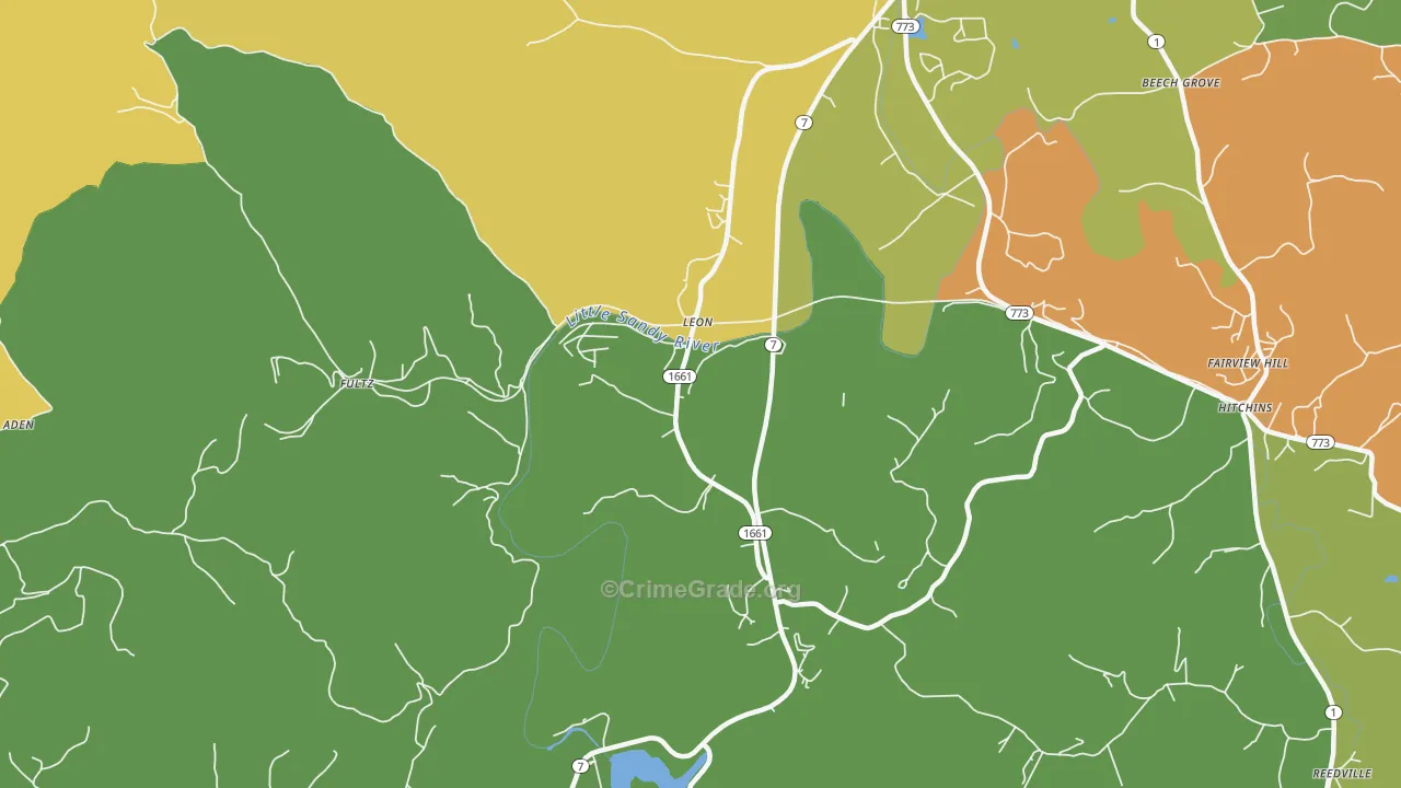 Leon, KY Map of Vandalism Rates