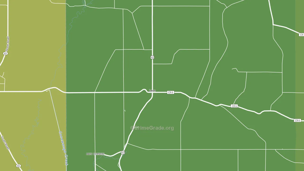 Leon, NY Map of Vandalism Rates