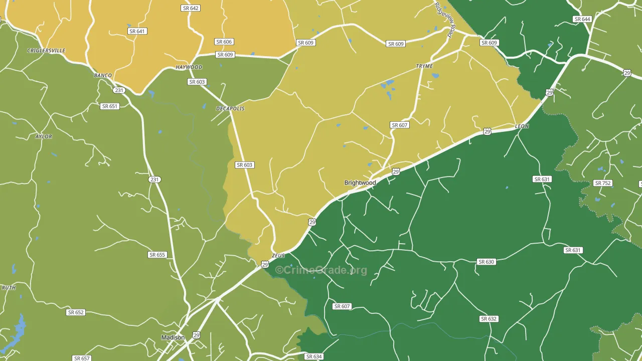 Leon, VA Map of Vandalism Rates