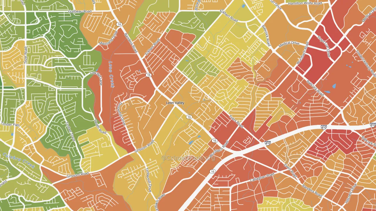 Leon Valley, TX Map of Vandalism Rates