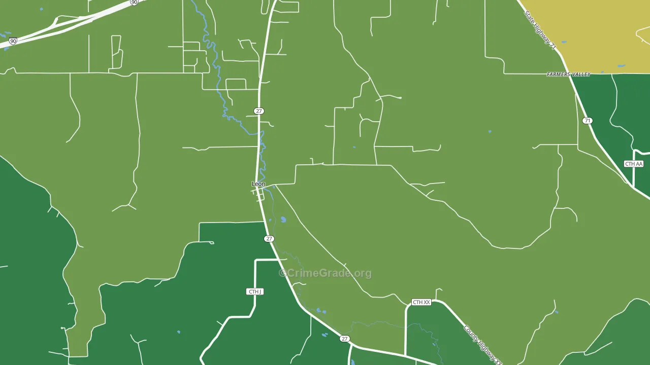 Leon, WI Map of Vandalism Rates