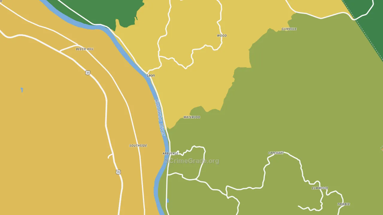 Leon, WV Map of Vandalism Rates