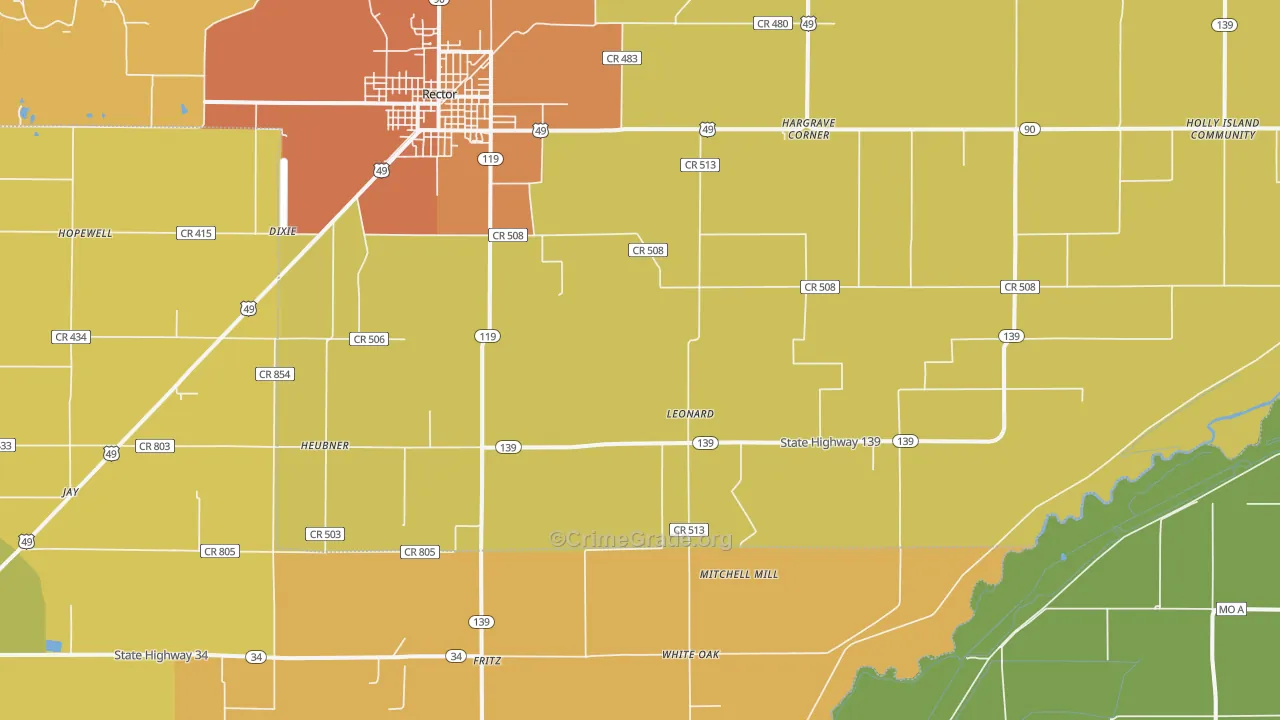 Leonard, AR Map of Vandalism Rates