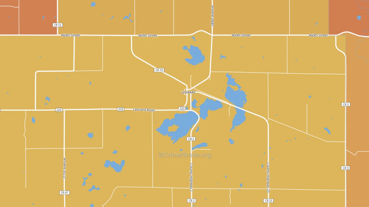 Leonard, MN Map of Vandalism Rates