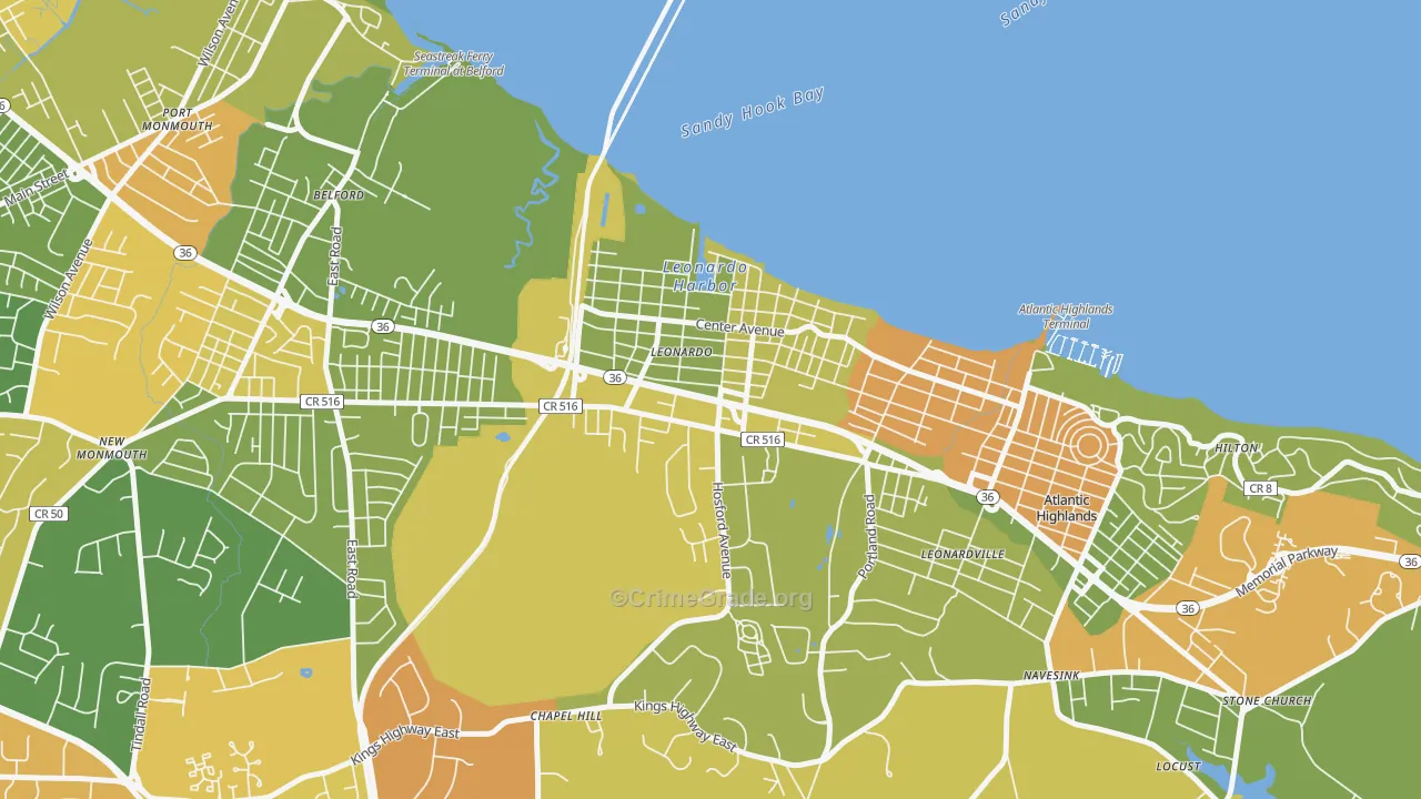 Leonardo, NJ Map of Vandalism Rates