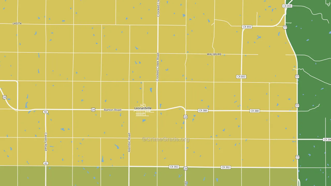 Leonardville, KS Map of Vandalism Rates