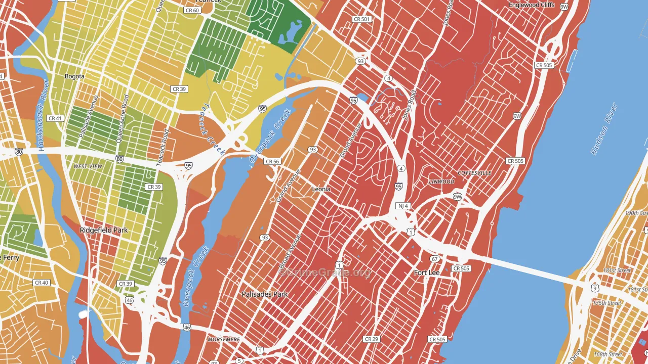 Leonia, NJ Map of Vandalism Rates