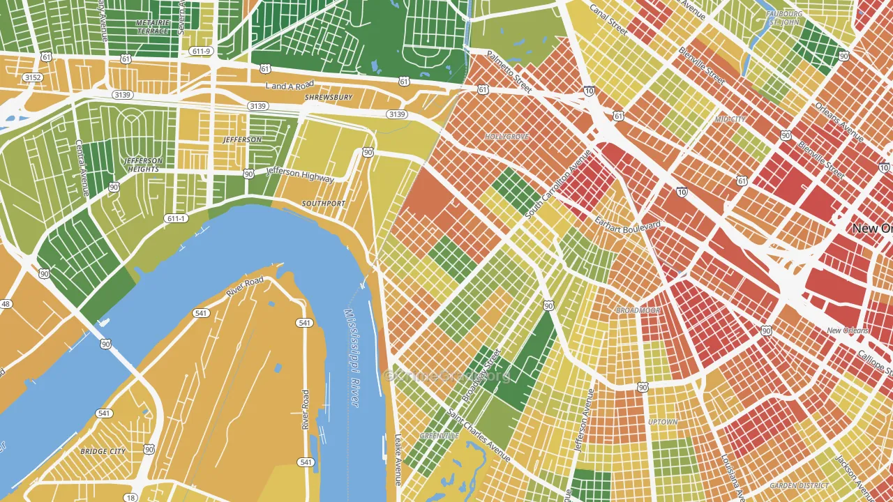 Leonidas, New Orleans, LA Map of Vandalism Rates