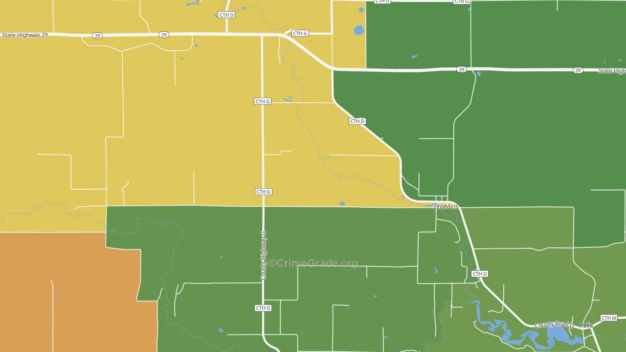Leopolis, WI Map of Vandalism Rates