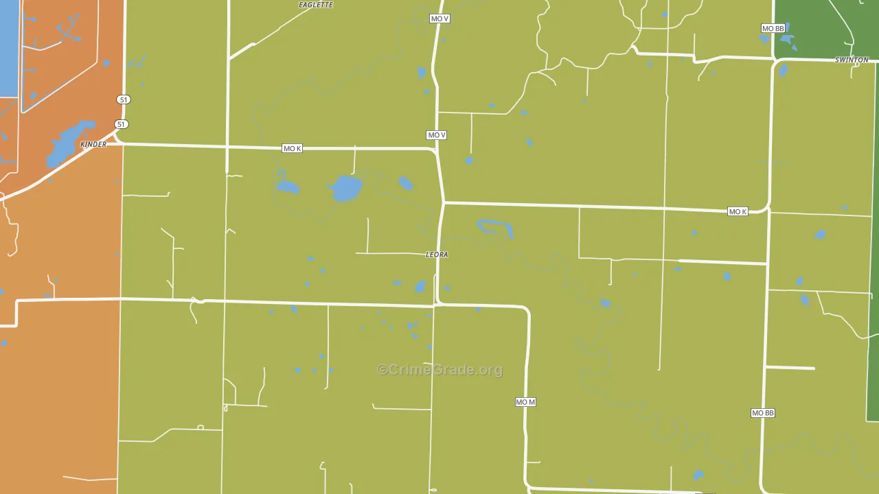 Leora, MO Map of Vandalism Rates