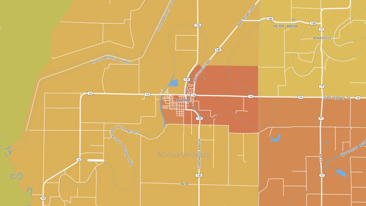 Lepanto, AR Map of Vandalism Rates