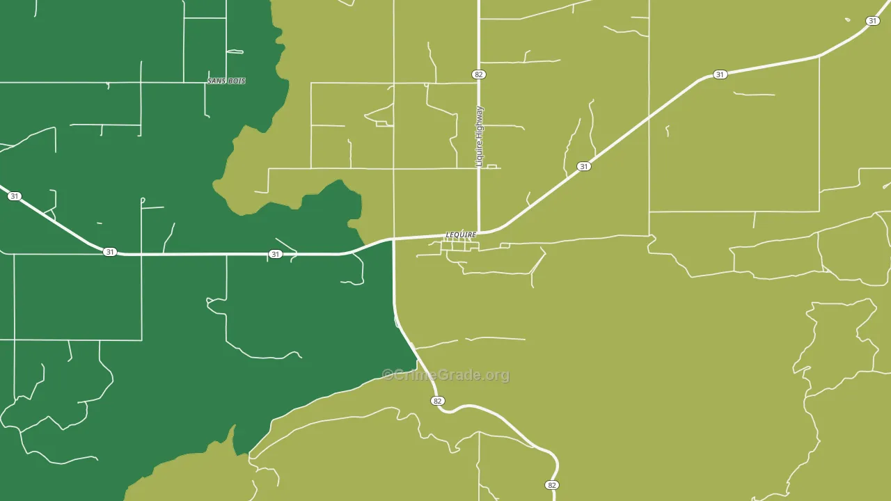 Lequire, OK Map of Vandalism Rates