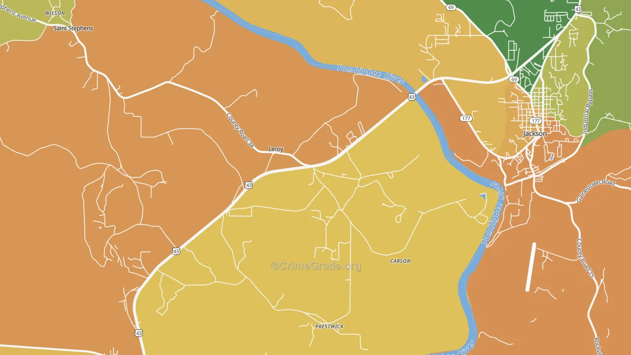 Leroy, AL Map of Vandalism Rates