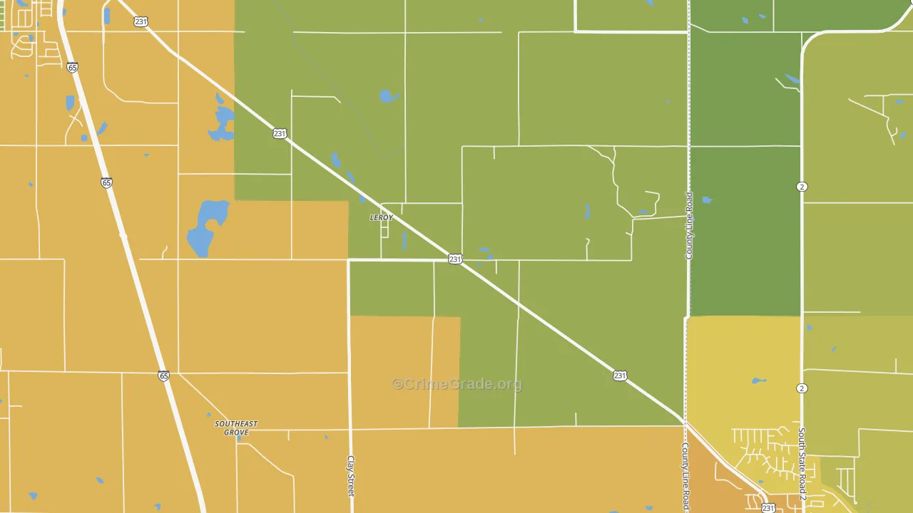 Leroy, IN Map of Vandalism Rates