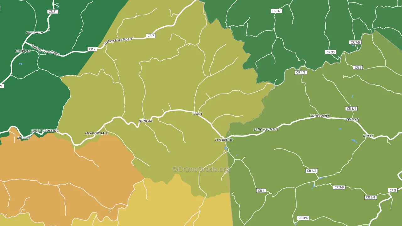 Leroy, WV Map of Vandalism Rates