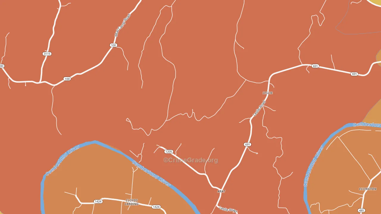 Leslie, KY Map of Vandalism Rates
