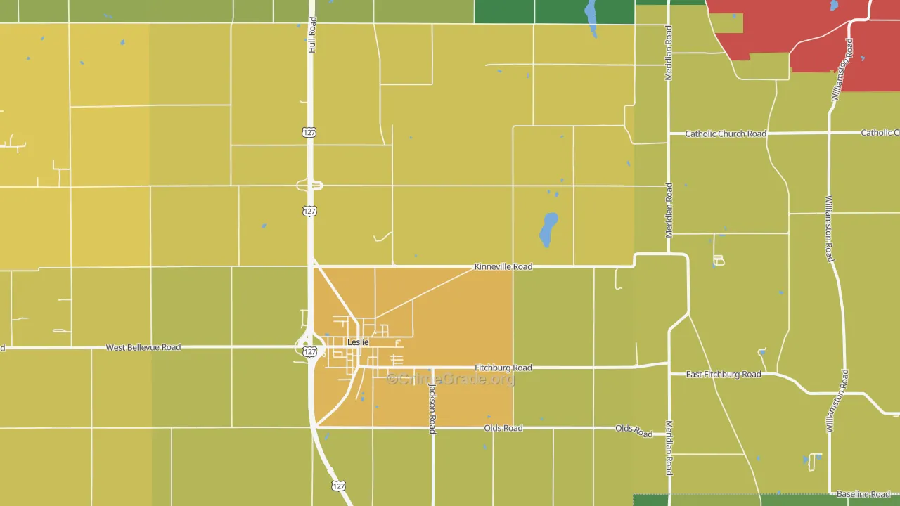 Leslie, MI Map of Vandalism Rates