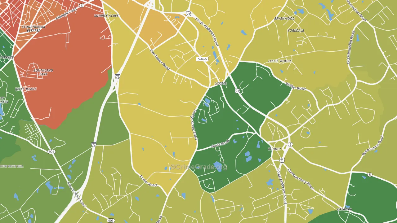 Lesslie, SC Map of Vandalism Rates