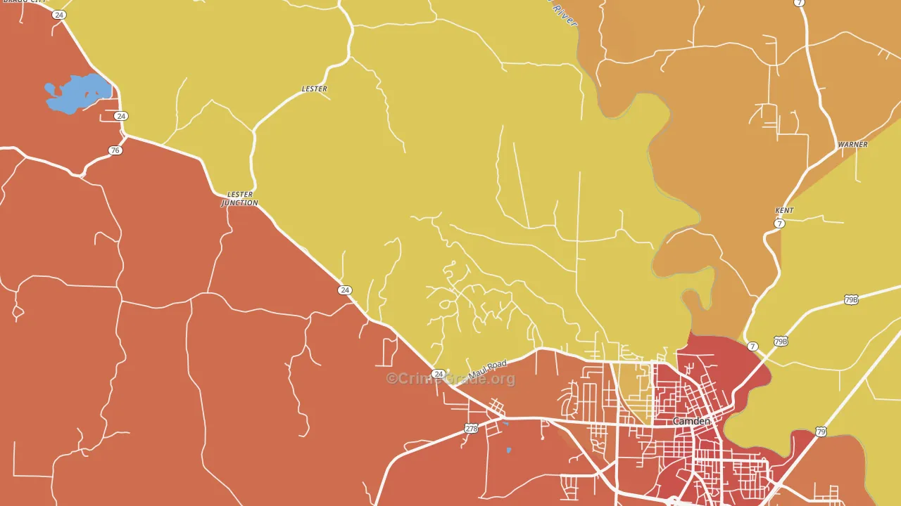 Lester, AR Map of Vandalism Rates