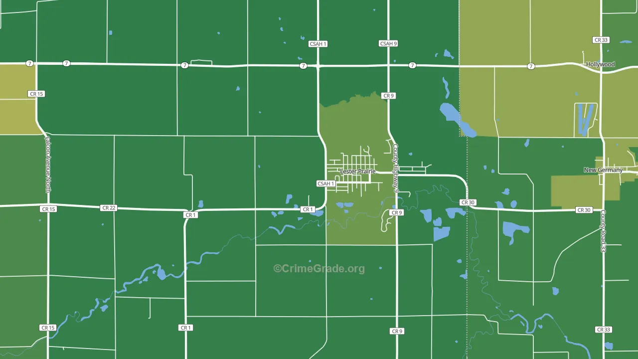 Lester Prairie, MN Map of Vandalism Rates