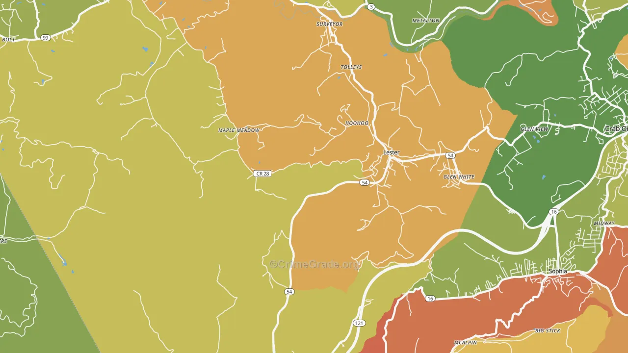 Lester, WV Map of Vandalism Rates